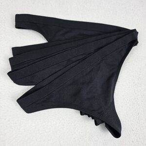 Quince High Cut Thong Underwear Women's XS Black Cotton Nylon Spandex 6 Pack